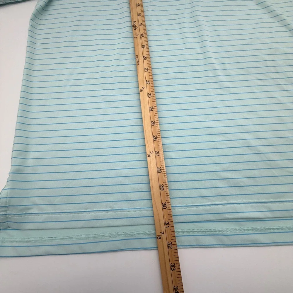 Peter Millar Summer Comfort Striped Golf Polo Shirt Mens XL Blue Teal Stripe